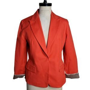 TAHARI Red Blazer Jacket With Gold Lining sz 12